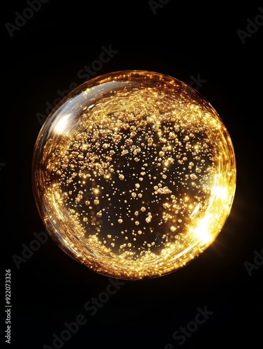 Golden Cell Essence Molecule, Perfectly Round Shining Ball with Luster, Cosmetic Skin Care Concept Generative AI