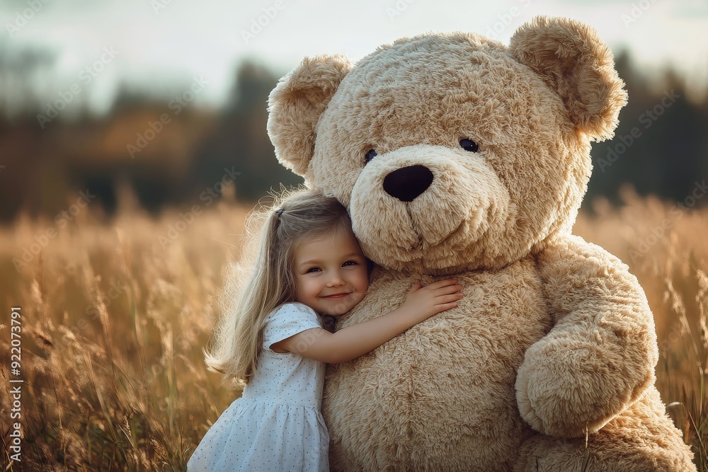 © Michael - A little girl and a huge teddy bear cuddling.