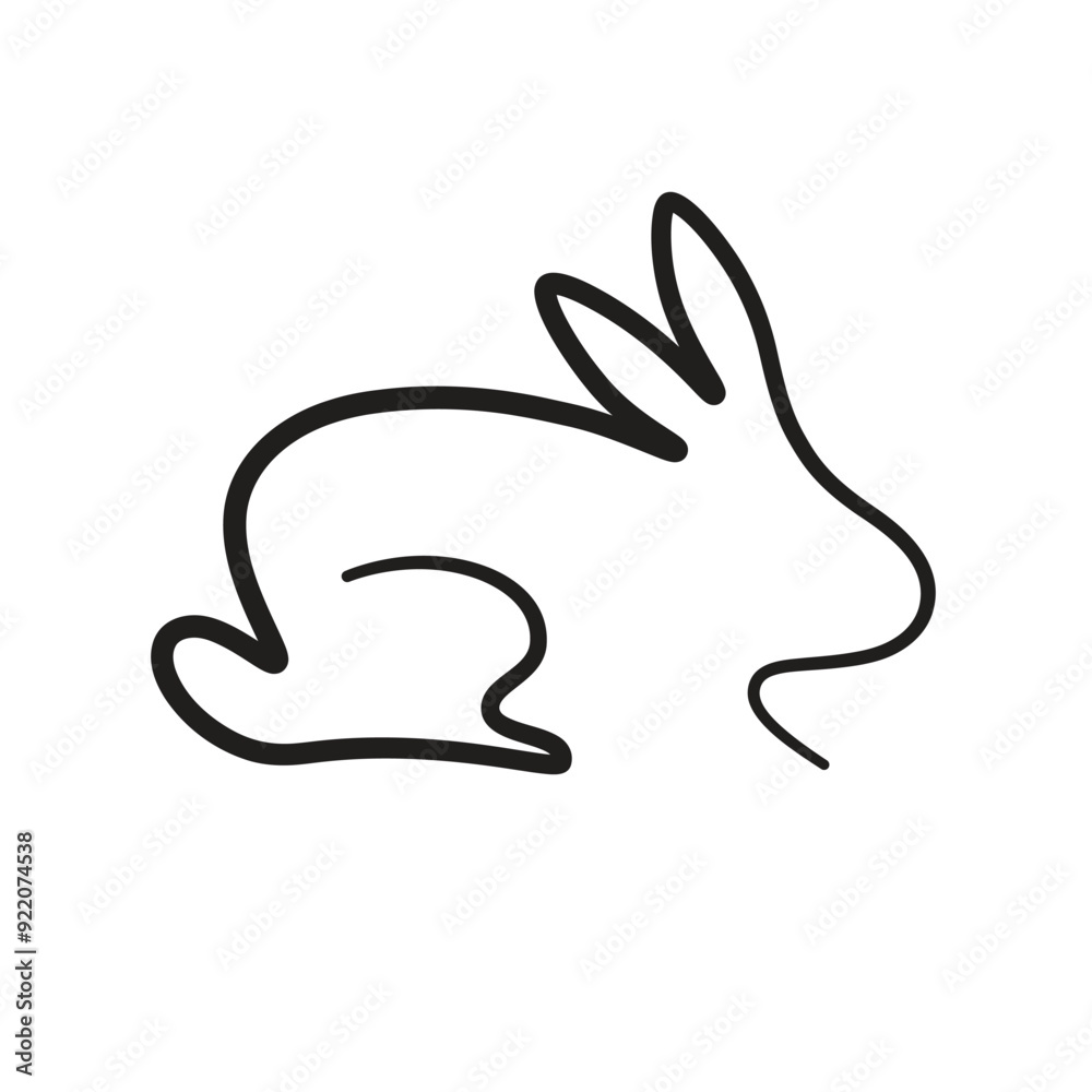 Linear hare icon in profile, outline without filling, simple design, minimalist style. Linear hare icon in profile, outline without filling, simple design, minimalist style.
