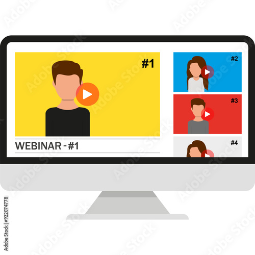 Online Conference, Live Webinar. Vector Icon, Stock Illustration