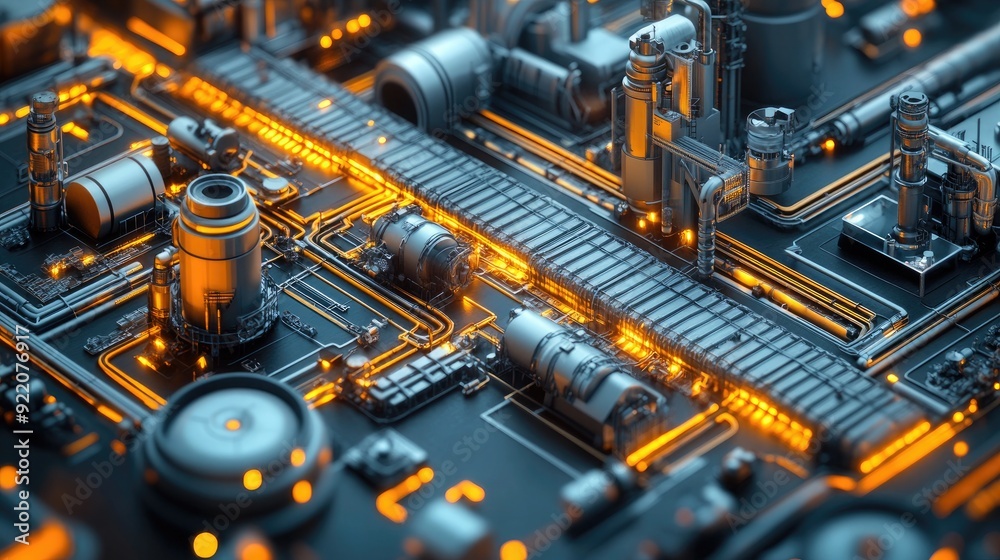 Flat Design Illustration of Seamless Engineering Workflow