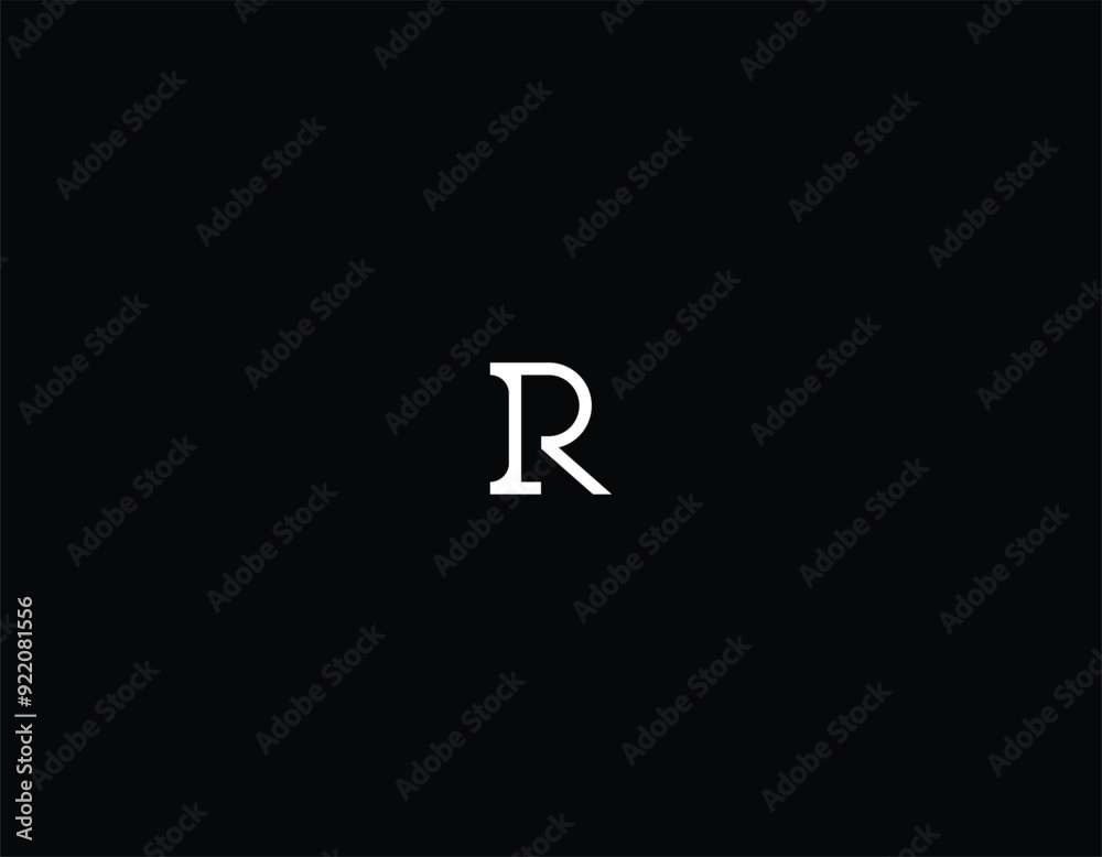 Minimal elegant monogram art logo. R RR RP PR initial based Alphabet icon logo. Premium Business logo White color on black background