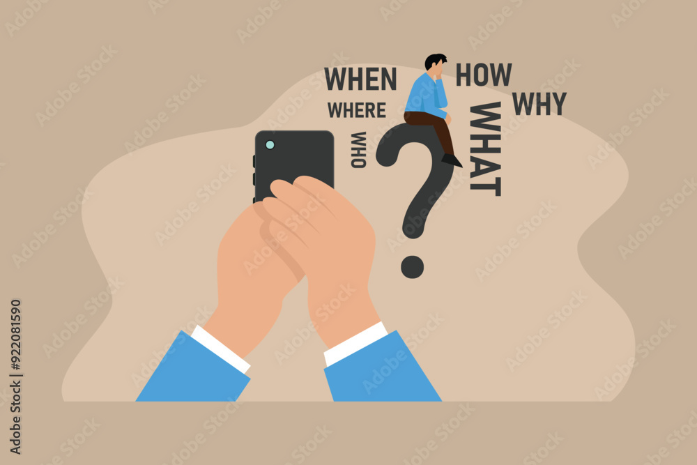 Thinking of who what where when why and how. 5w1h asking questions for ...