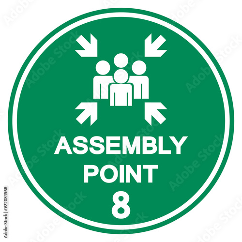 Assembly Point 8 Symbol Sign, Vector Illustration, Isolated On White Background Label .EPS10