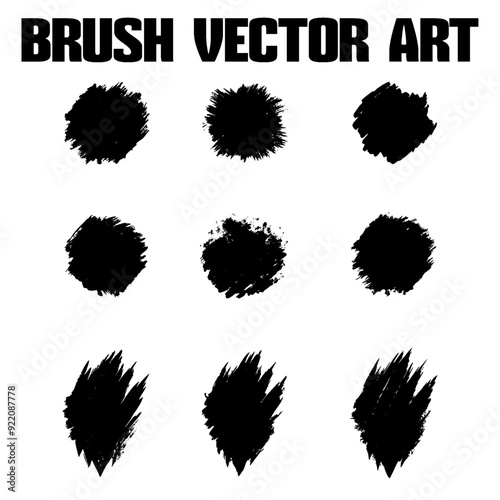 Black abstract grunge brush vector texture pack.