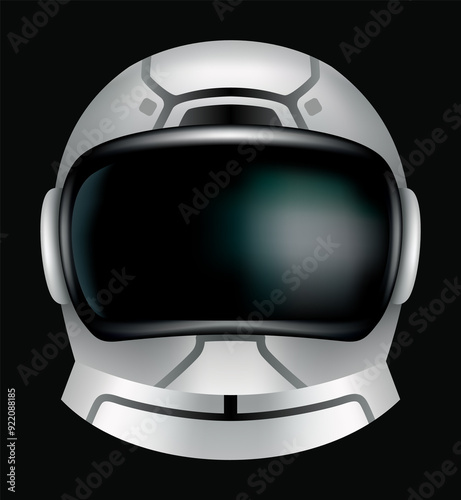 Obraz na płótnie Astronaut helmet, realistic cosmonaut mask with glass for space exploration and flight in cosmos. Part suit for protection spaceman head. Isolated illustration w salonie