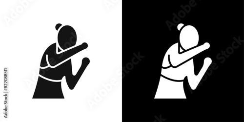 Boxer Woman Icon line art vector