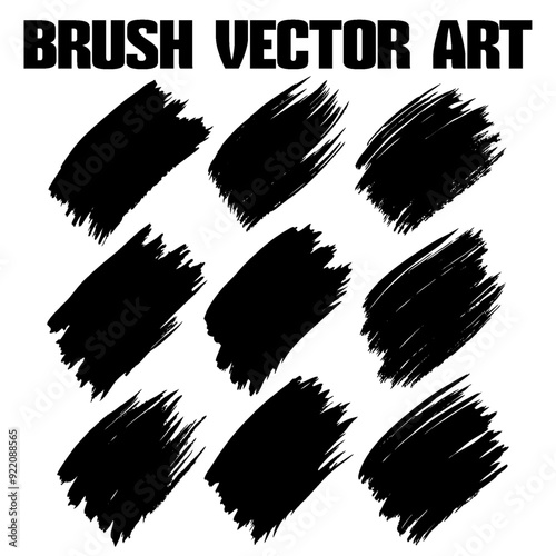 Black abstract grunge brush vector texture pack.