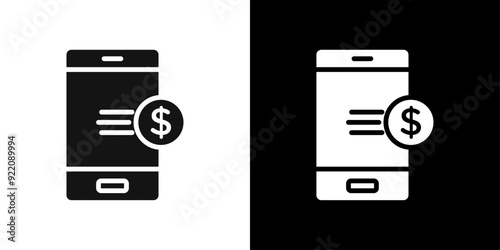 E-Business mobile icon line art vector