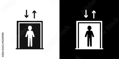 elevator lift icon line art vector