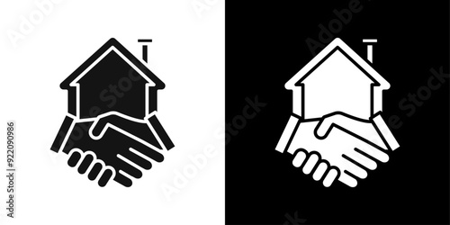 hands home deal icon line art vector