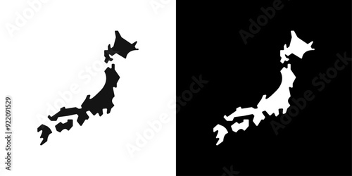 Japan map icon line art vector