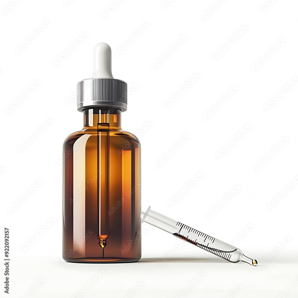 medical bottle with oil next to it lies a pipette on white background,bottle and pipette medical bottle with oil next to it lies a pipette on white background,bottle and pipette