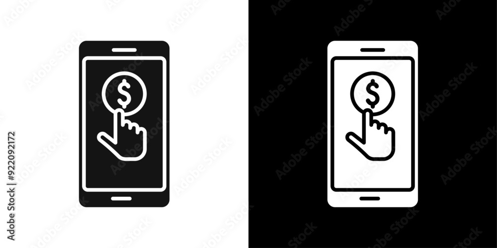 Mobile Bank icon line art vector Mobile Bank icon line art vector