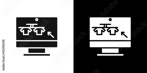 Online fabric shop line icon line art vector