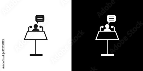 Press conference icon line art vector
