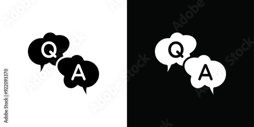 Questions and answers icon line art vector