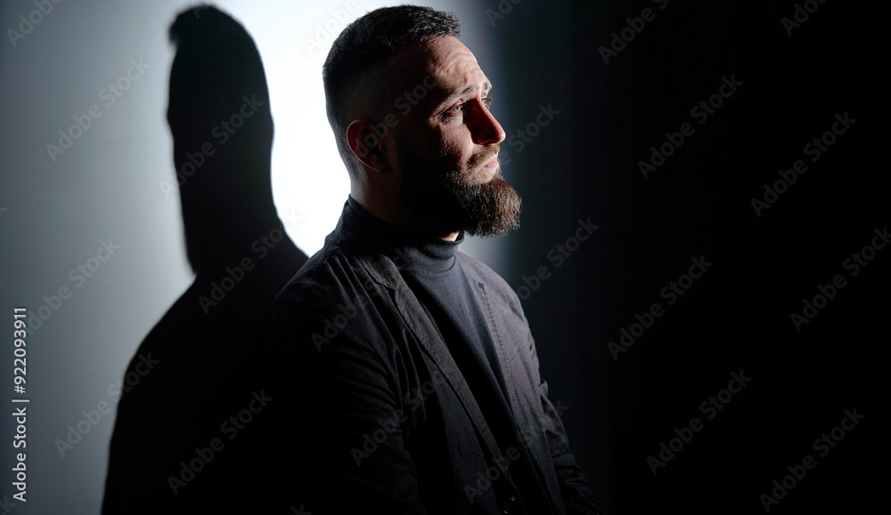 Fototapeta premium Studio portrait of young handsome man with beard.