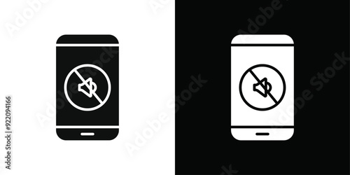 silent phone icon line art vector
