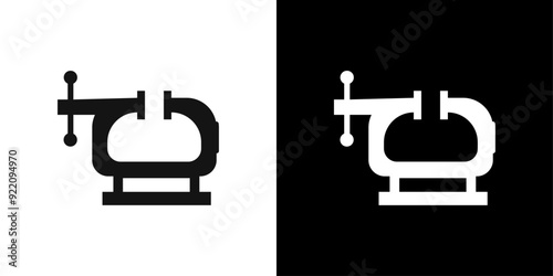 Vice clamp icon line art vector
