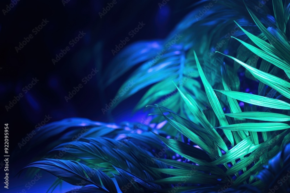 Obraz premium Leaves blue tropics light.