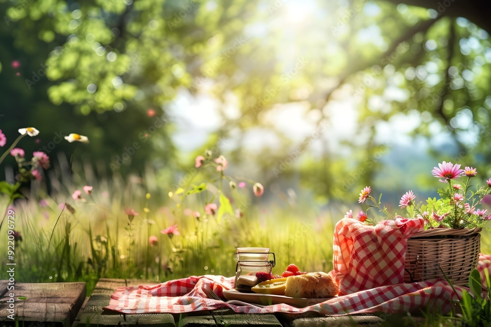 Exquisite summer picnic scene with copy space 
