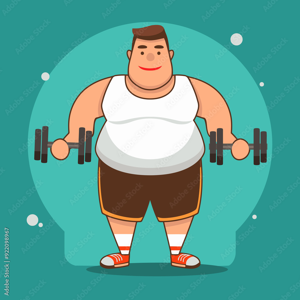Fotografie Cartoon Character Cheerful Chubby Man (2)