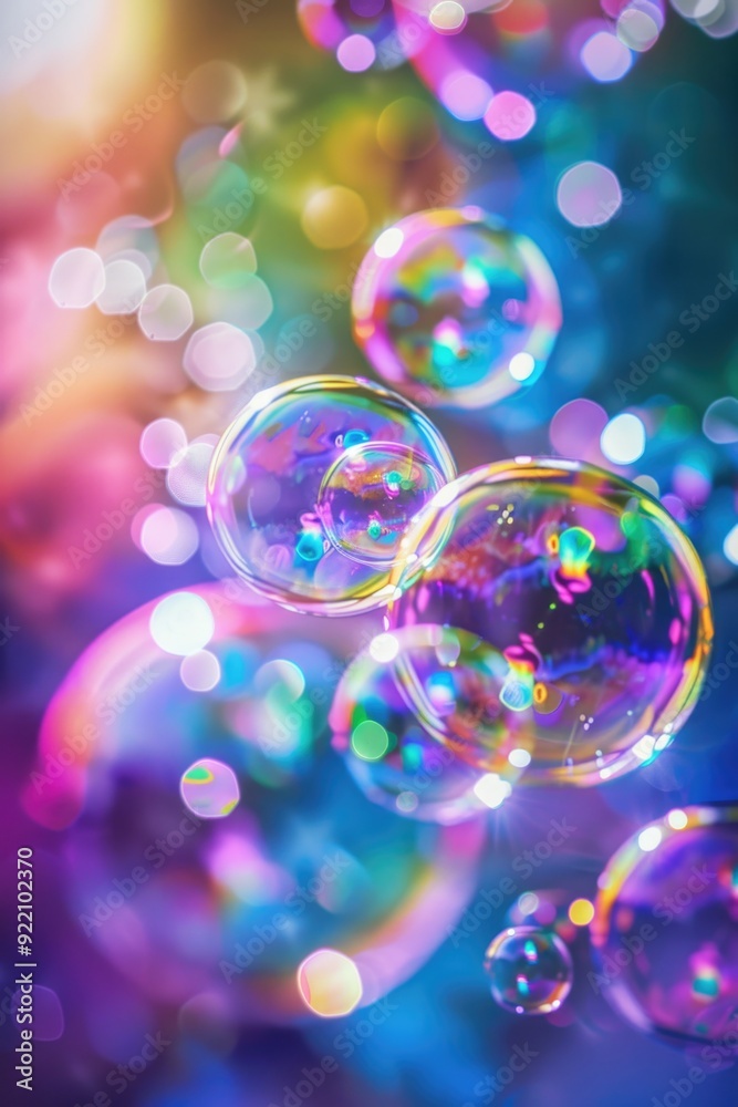 Bubbles floating upward against a blurry bokeh backdrop Bubbles floating upward against a blurry bokeh backdrop