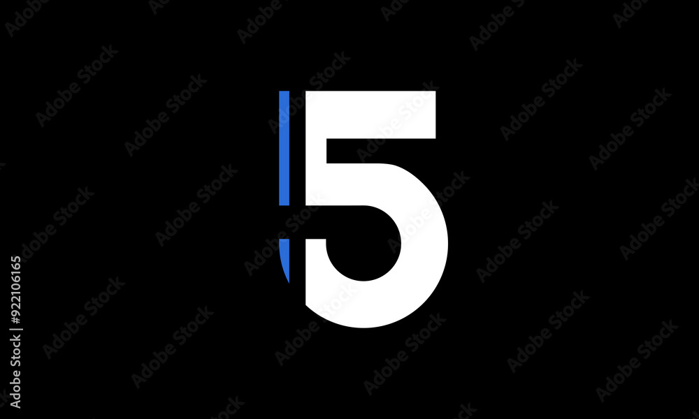 5 Blue White Line Number Modern Logo 5 Blue White Line Number Modern Logo