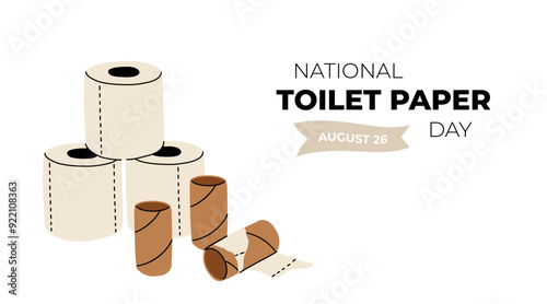 National Toilet Paper day. Vector cartoon banner with roll illustration.