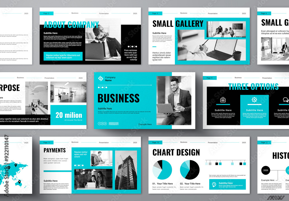 Clean Business Presentation Layouts with Editable Charts Stock Template ...