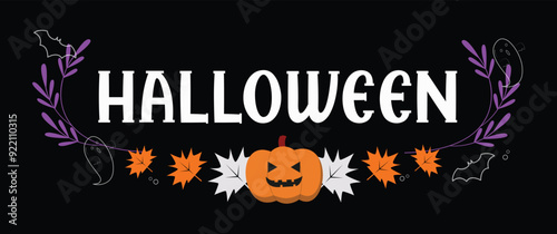 Flat horizontal banner for halloween season
