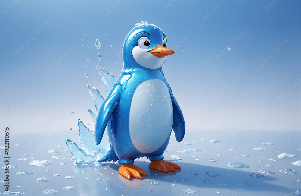 3d render of cartoon penguin in realistic ice background 3d render of cartoon penguin in realistic ice background