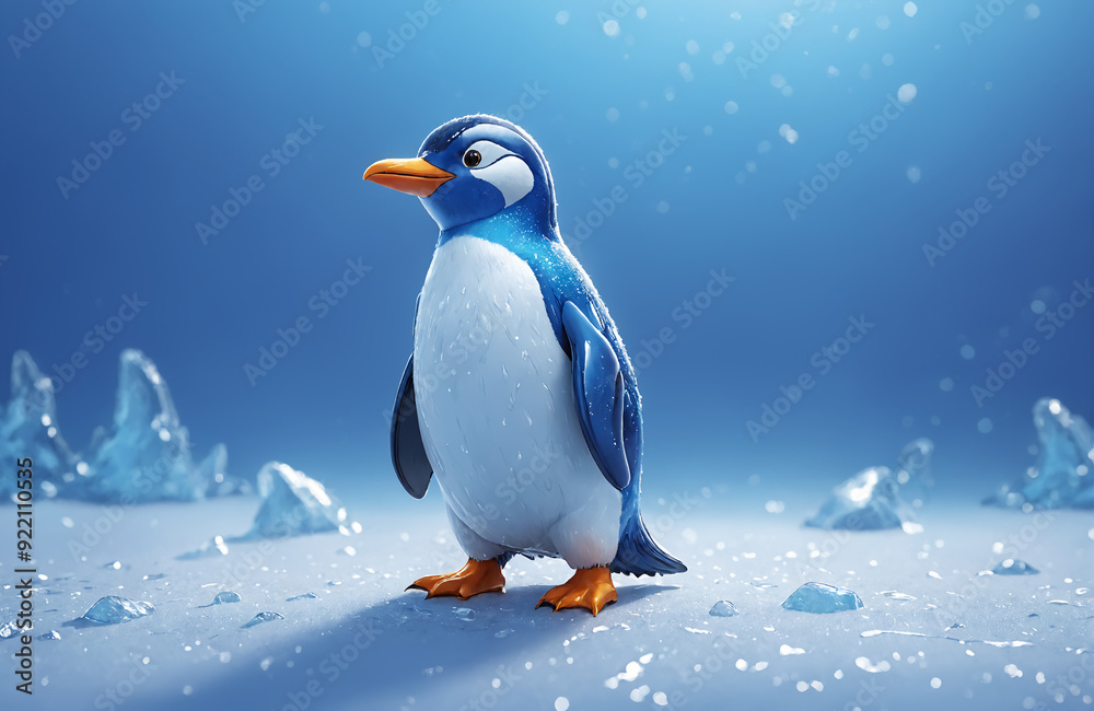 3d render of cartoon penguin in realistic ice background 3d render of cartoon penguin in realistic ice background