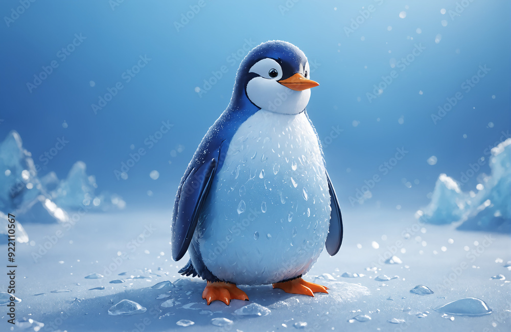 3d render of cartoon penguin in realistic ice background 3d render of cartoon penguin in realistic ice background