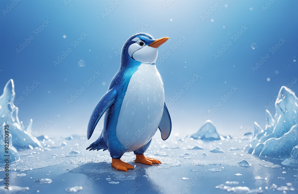 3d render of cartoon penguin in realistic ice background 3d render of cartoon penguin in realistic ice background