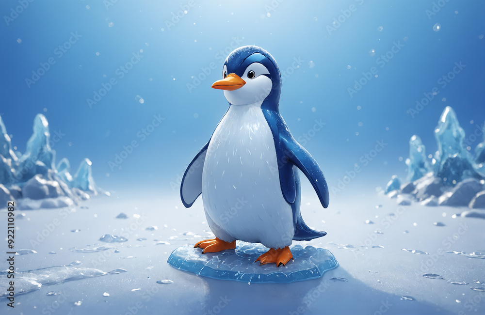 3d render of cartoon penguin in realistic ice background 3d render of cartoon penguin in realistic ice background
