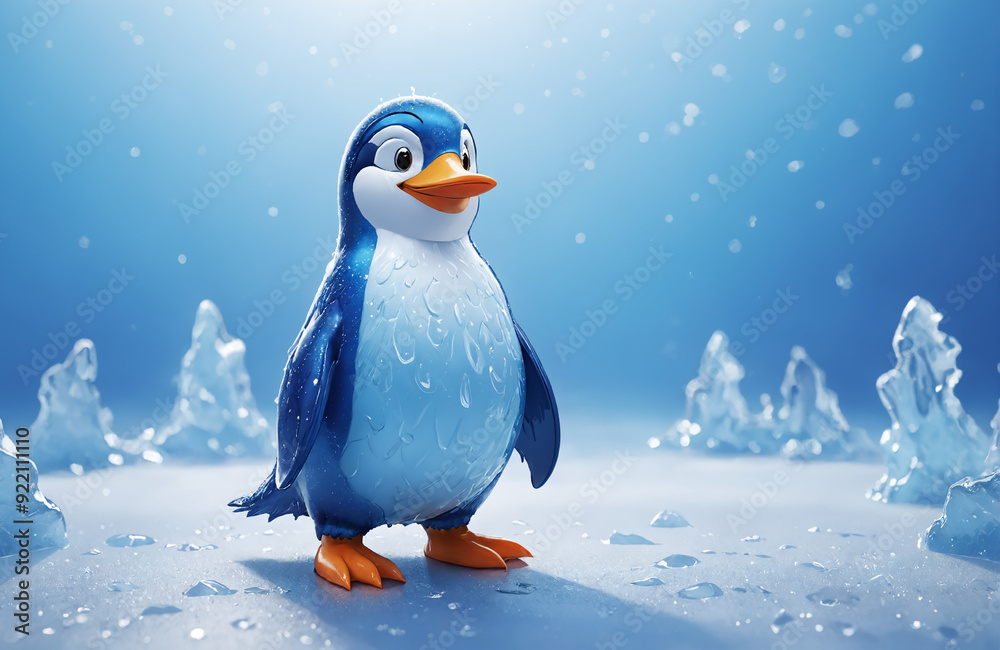 3d render of cartoon penguin in realistic ice background 3d render of cartoon penguin in realistic ice background
