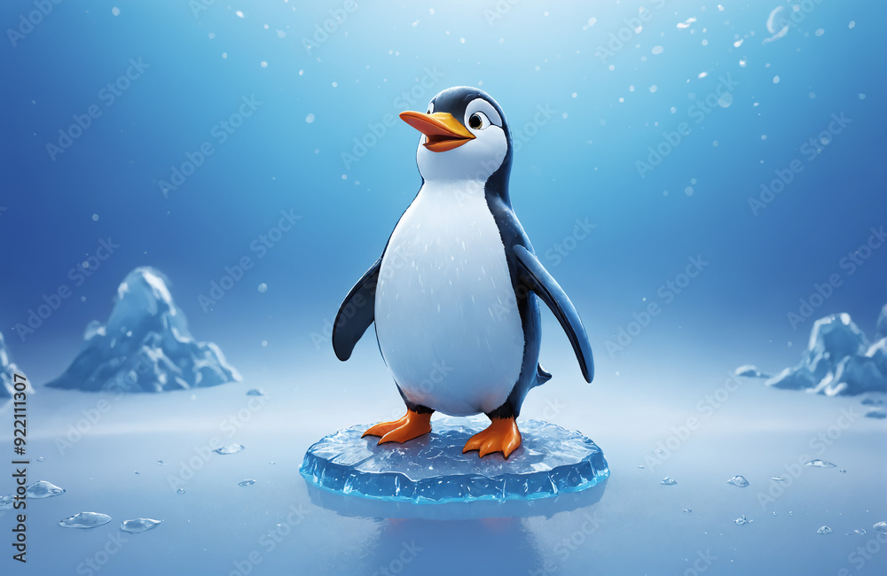 3d render of cartoon penguin in realistic ice background 3d render of cartoon penguin in realistic ice background