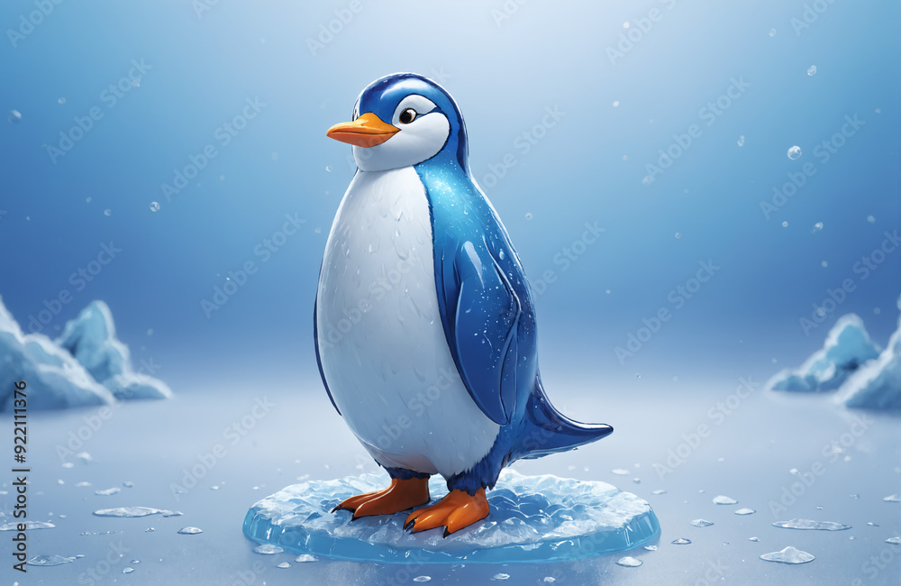 3d render of cartoon penguin in realistic ice background 3d render of cartoon penguin in realistic ice background