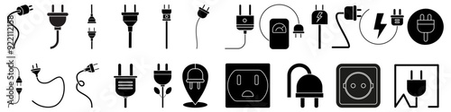 Electricity plug icon vector set. Charger illustration sign collection. Electricity symbol or logo.