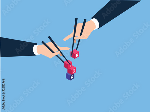 Risk management, control or assess to lose money in investing 3d isometric vector illustration