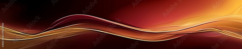 Fototapeta premium Abstract background with wavy golden and red lines.