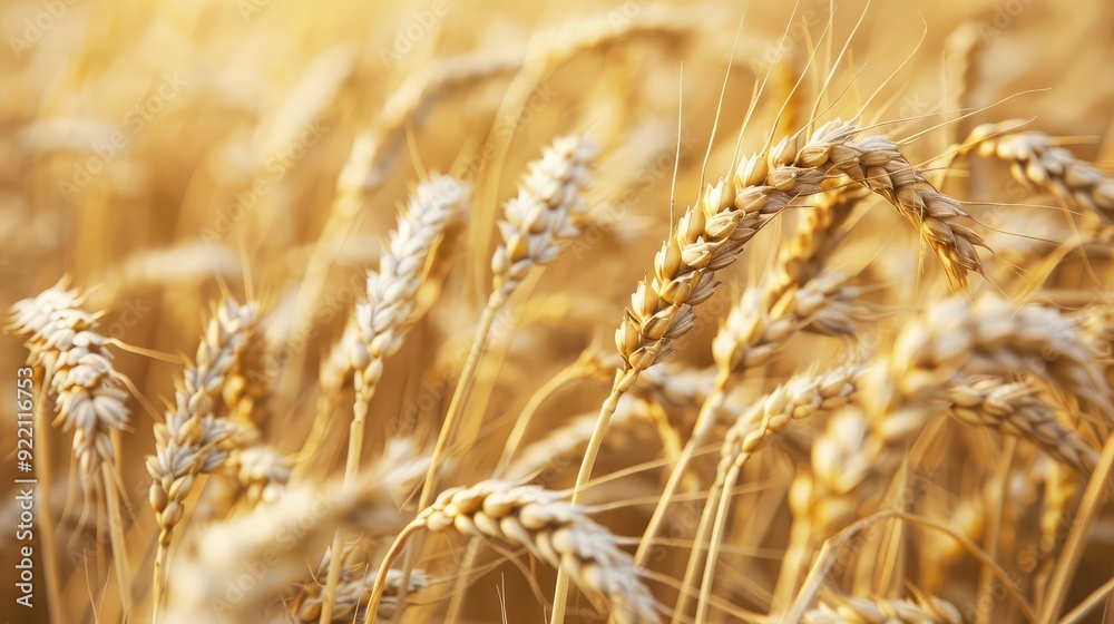 Fototapeta premium A field of golden wheat ready for harvest, representing the abundance and success of hard work and dedication