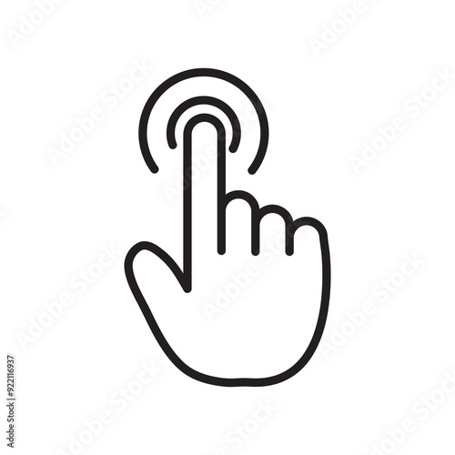 Hand click icon in trendy outline style, click symbol for website and app on white background..eps