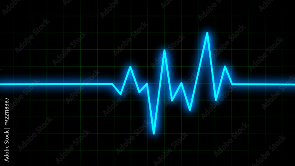 Neon glowing heartbeat or pulse rate line. Health and Medical concept. EKG Pulse line, cardiogram and rhythm. A digital heart beat with a glowing neon effect, symbolizing life, health, technology, lov Neon glowing heartbeat or pulse rate line. Health and Medical concept. EKG Pulse line, cardiogram and rhythm. A digital heart beat with a glowing neon effect, symbolizing life, health, technology, lov