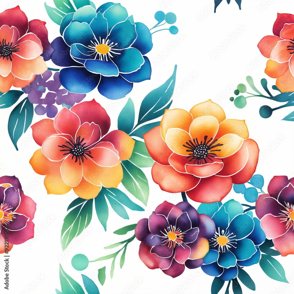 Obraz premium Floral pattern on white background