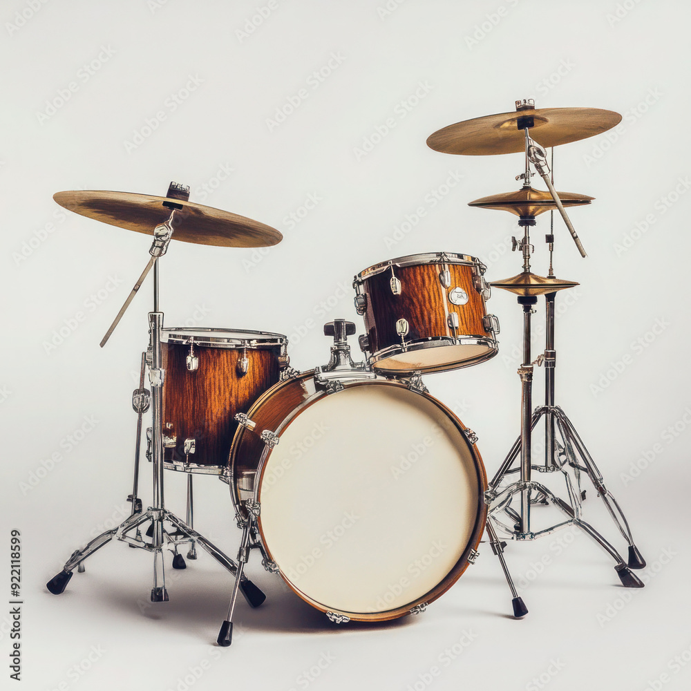 Isolated drum kit, percussion instrument set for musician and drummer performance Isolated drum kit, percussion instrument set for musician and drummer performance