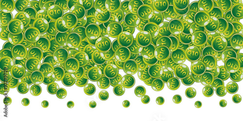 Vitamin Q10 round capsules scattered randomly.