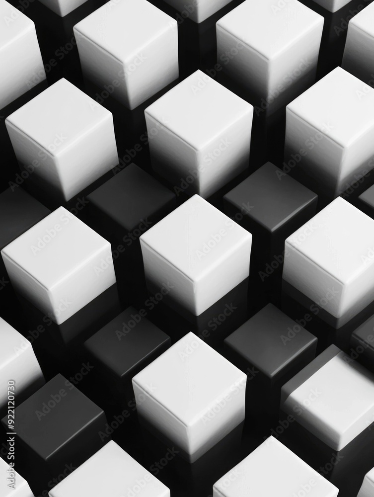 Captivating Geometric Composition with Overlapping Squares Creating a Mind Bending 3D Cube Illusion and Intricate Patterns